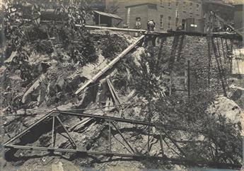 (EVIDENCE--WAPPINGERS FALLS, NEW YORK) A series of 14 photographs, accompanied by affidavits, relating to a construction accident at a